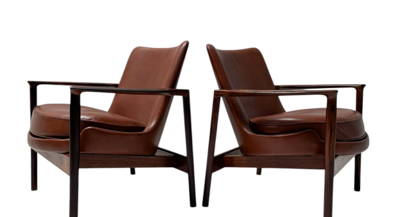 Two Mid-Century Modern Lounge Chairs by Ib Kofod-Larsen for Frõscher, 1970s